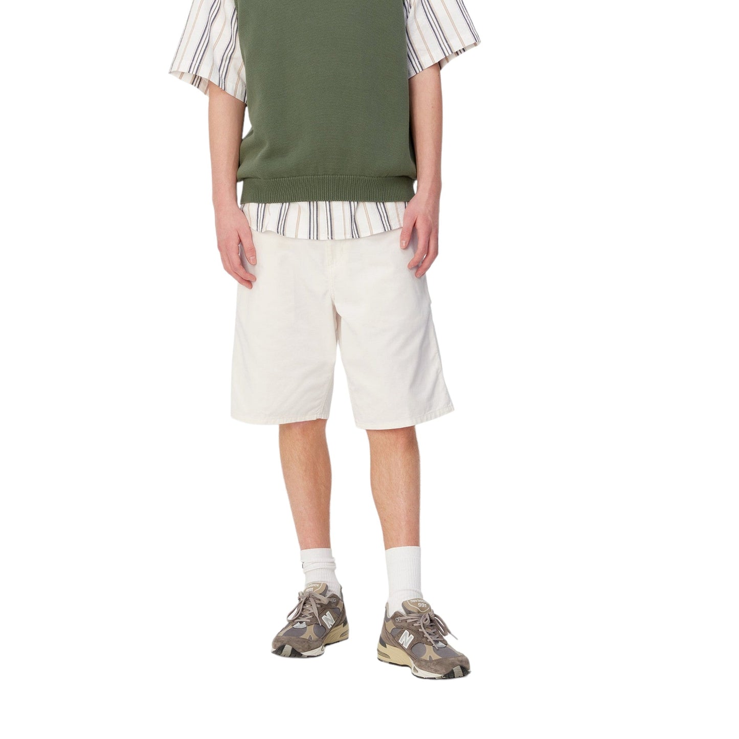 Carhartt Wip Single Knee Short - Off White rinsed - Bermuda di Carhartt Wip | Francis Concept