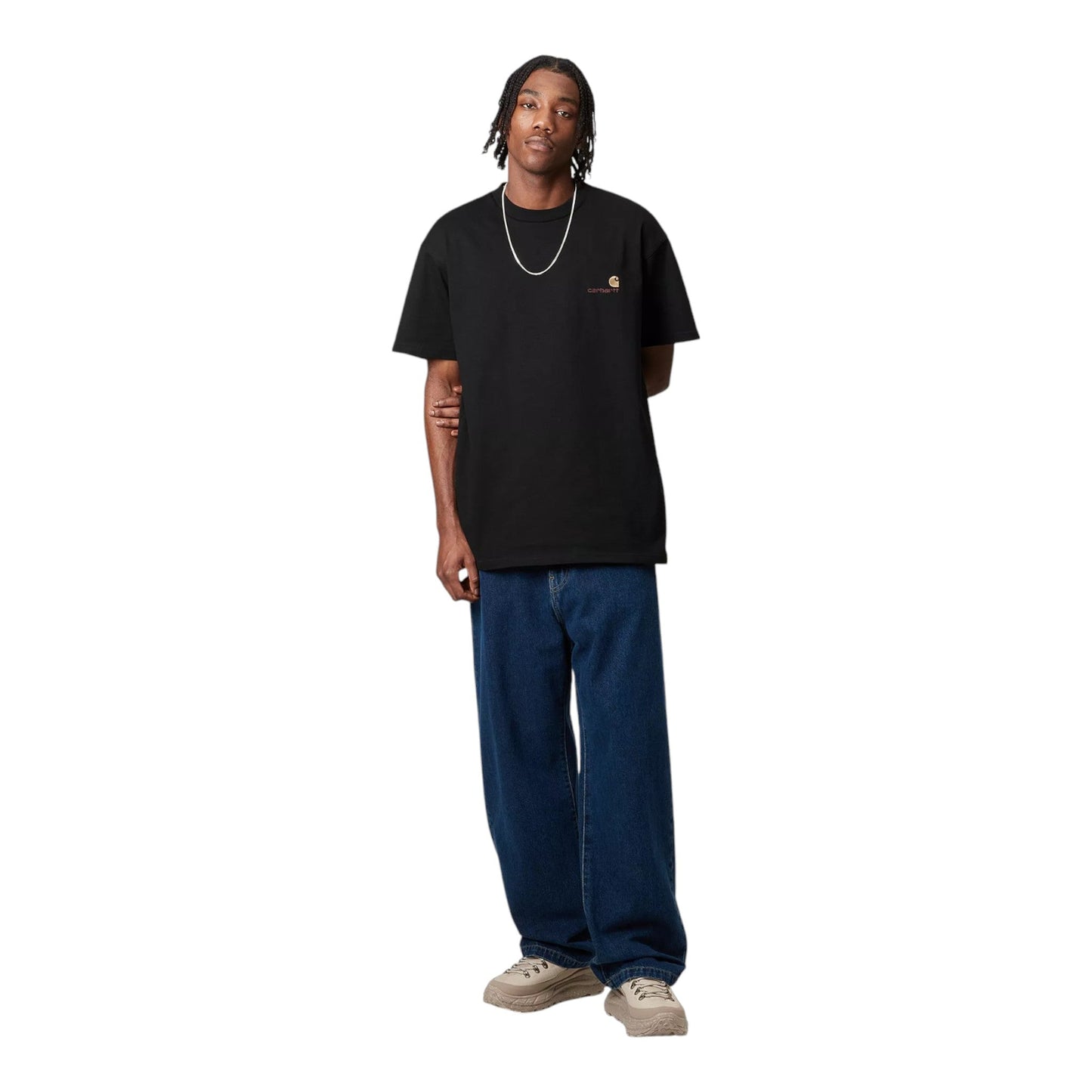 Carhartt Wip S/S American Script T-Shirt - Black - T-Shirt di Carhartt Wip | Francis Concept