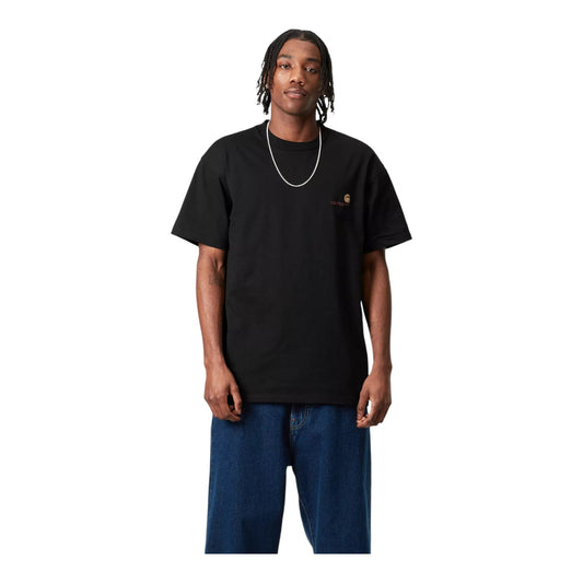 Carhartt Wip S/S American Script T-Shirt - Black - T-Shirt di Carhartt Wip | Francis Concept