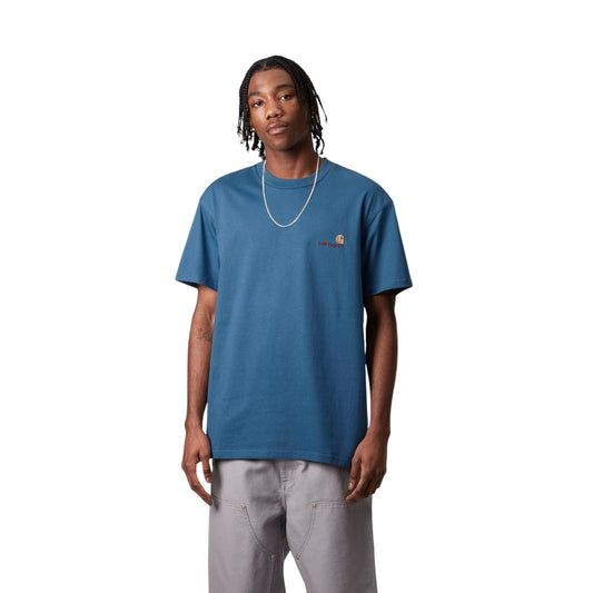 Carhartt Wip S/S American Script T-Shirt - Sodalite - T-Shirt di Carhartt Wip | Francis Concept