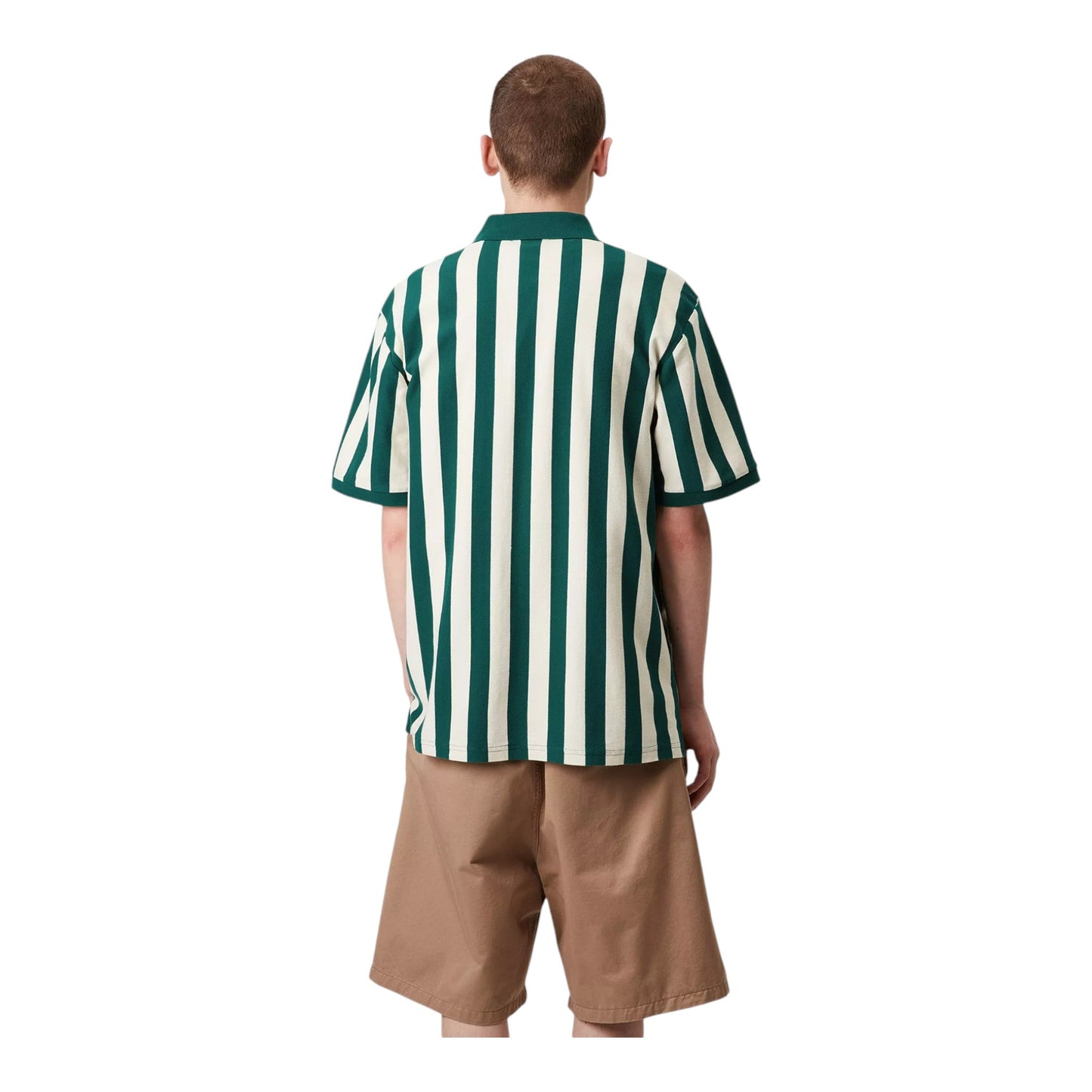 Carhartt Wip S/S Boynton Polo - Boynton Stripe / Rainforest - Polo di Carhartt Wip | Francis Concept