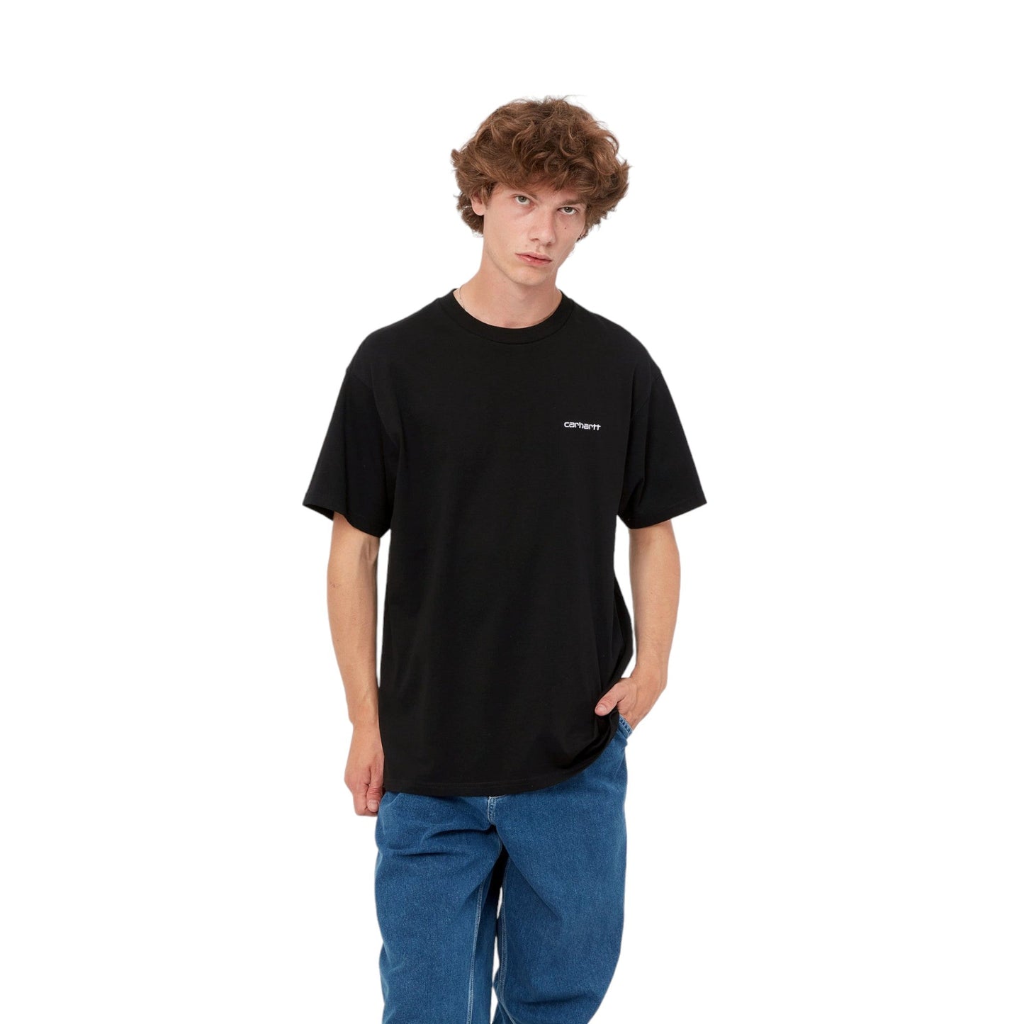 Carhartt Wip S/S Script Embroidery T-Shirt - Black / White - T-Shirt di Carhartt Wip | Francis Concept