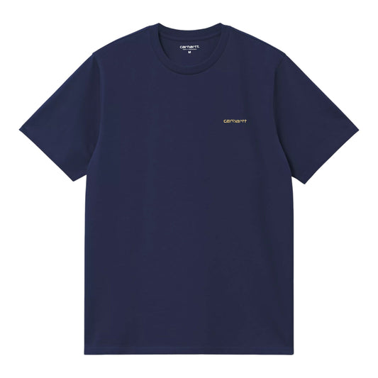 Carhartt Wip S/S Script Embroidery T-Shirt - Ink / Air Yellow - T-Shirt di Carhartt Wip | Francis Concept