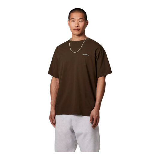 Carhartt Wip S/S Script Embroidery T-Shirt - Liberica / Air Sky - T-Shirt di Carhartt Wip | Francis Concept