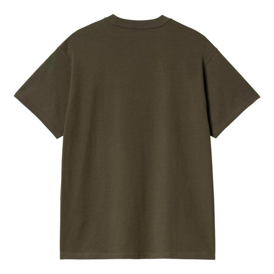 Carhartt Wip S/S Script Embroidery T-Shirt - Turtle / Air Pink - T-Shirt di Carhartt Wip | Francis Concept