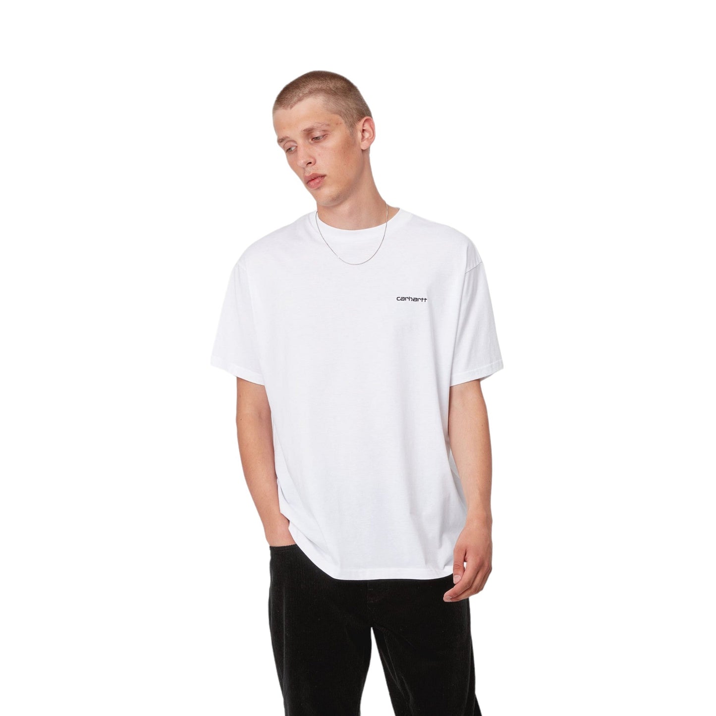 Carhartt Wip S/S Script Embroidery T-Shirt - White / Black - T-Shirt di Carhartt Wip | Francis Concept