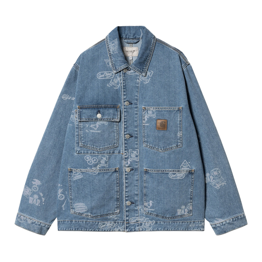 Carhartt Wip Stamp Jacket - Stamp Print, Blue bleached - Giacche di Carhartt Wip | Francis Concept