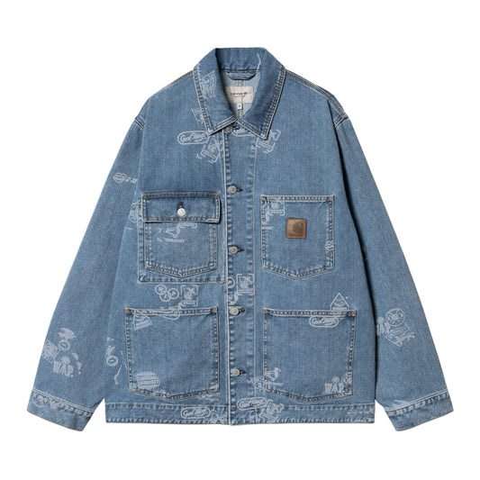 Carhartt Wip Stamp Jacket - Stamp Print, Blue bleached - Giacche di Carhartt Wip | Francis Concept