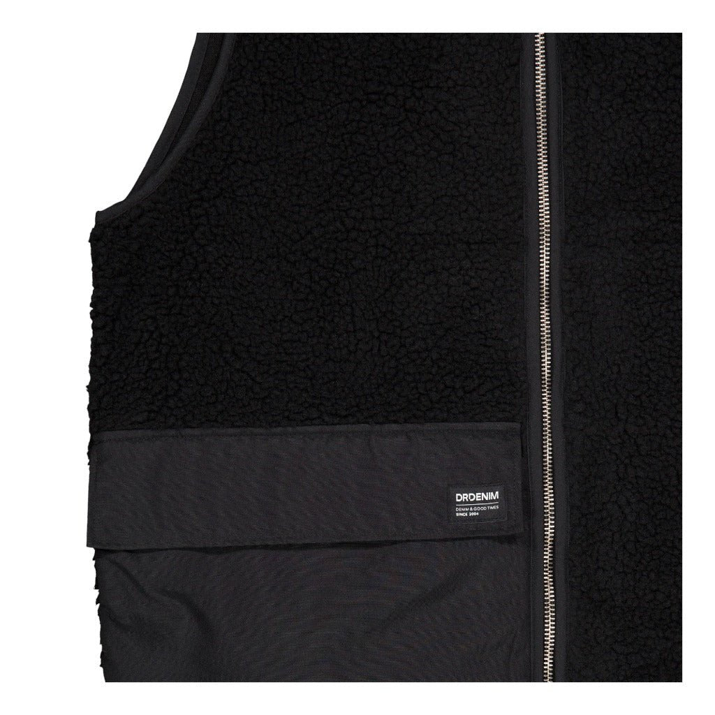 Dr Denim Dan Pile Vest - Black - Gilet di Dr.Denim | Francis Concept