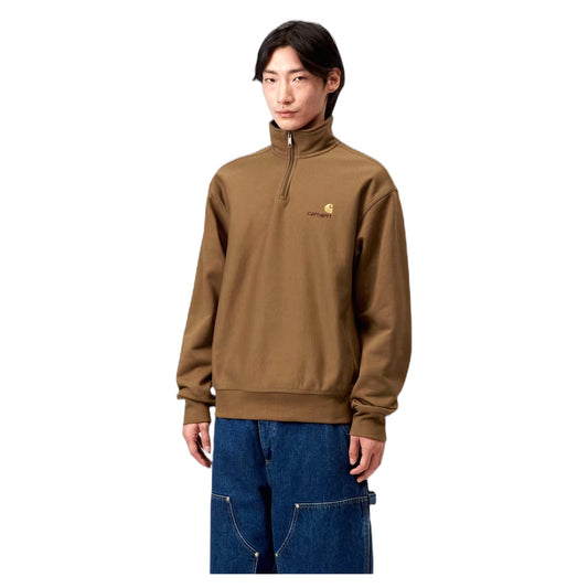 Felpa Carhartt Wip Half Zip American Script Sweat - Hamilton Brown - Felpe di Carhartt Wip | Francis Concept