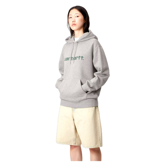 Felpa Carhartt Wip W' Hooded Carhartt Sweatshirt - Grey Heather / Dark Fir - Felpe di Carhartt Wip | Francis Concept