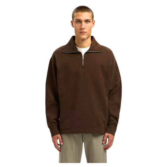 Felpa Selected Homme Relax Aron Ls Half Zip Sweat - Marrone - Felpe di Selected Homme | Francis Concept