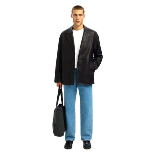 Giacca Selected Homme Grain Leather Hybrid Blazer - Black - Giacche di Selected Homme | Francis Concept