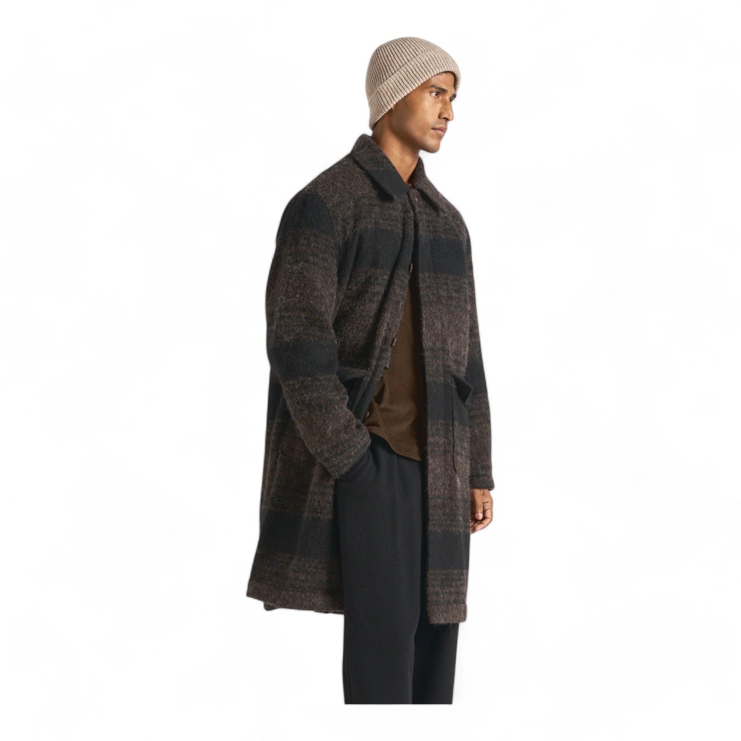 Giacca Universal Works Account Coat In Alpaca - Brown/Black - Giacche di Universal Works | Francis Concept