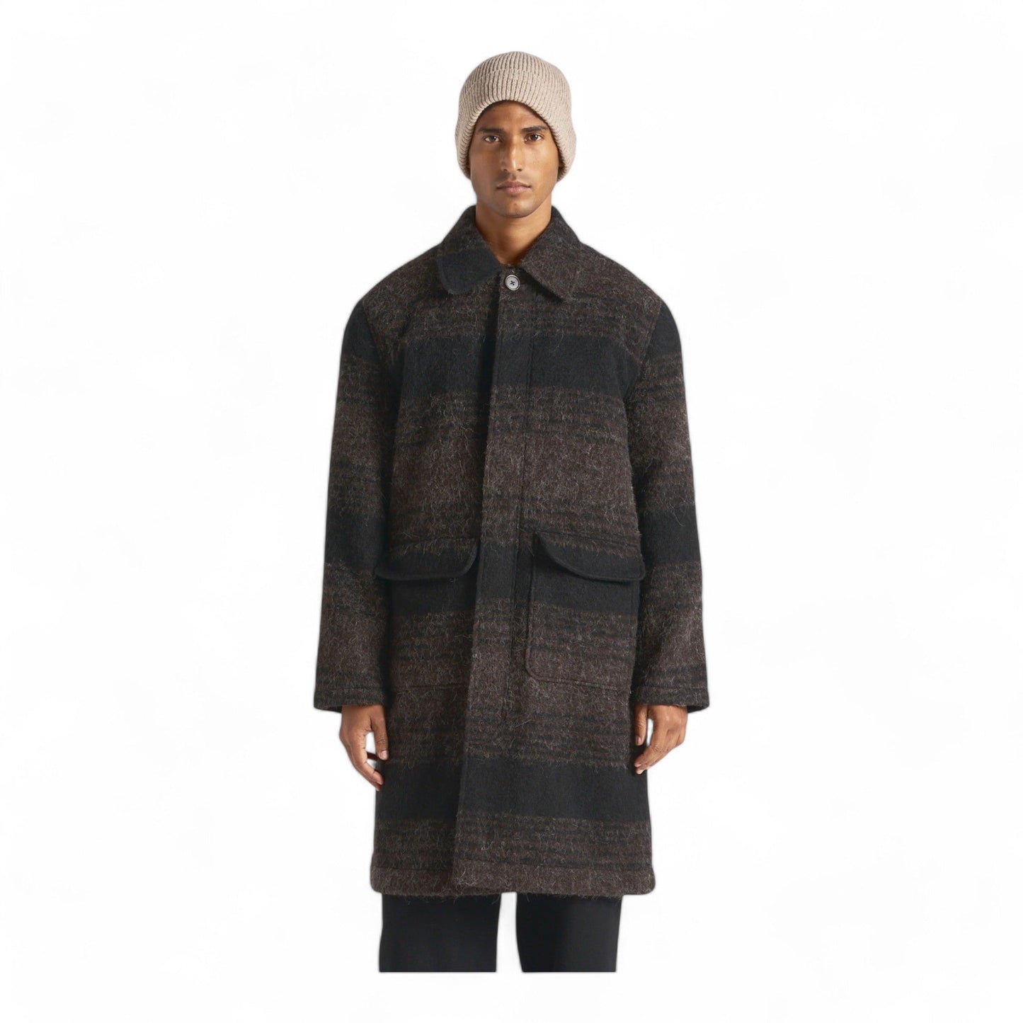 Giacca Universal Works Account Coat In Alpaca - Brown/Black - Giacche di Universal Works | Francis Concept