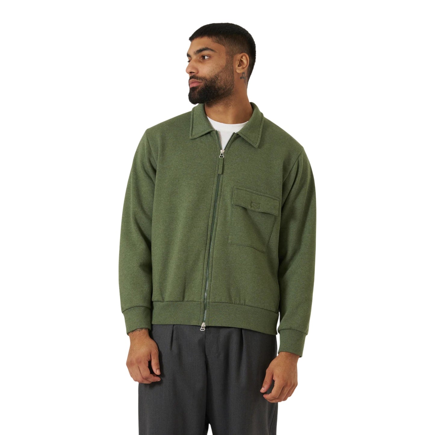 Giacca Universal Works Tyler Jacket Red Cot Blend Jersey - Green - Giacche di Universal Works | Francis Concept