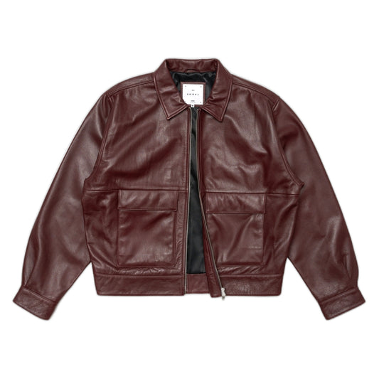Giacca Edwin In Pelle Dogma Jacket - Brown Burgundy