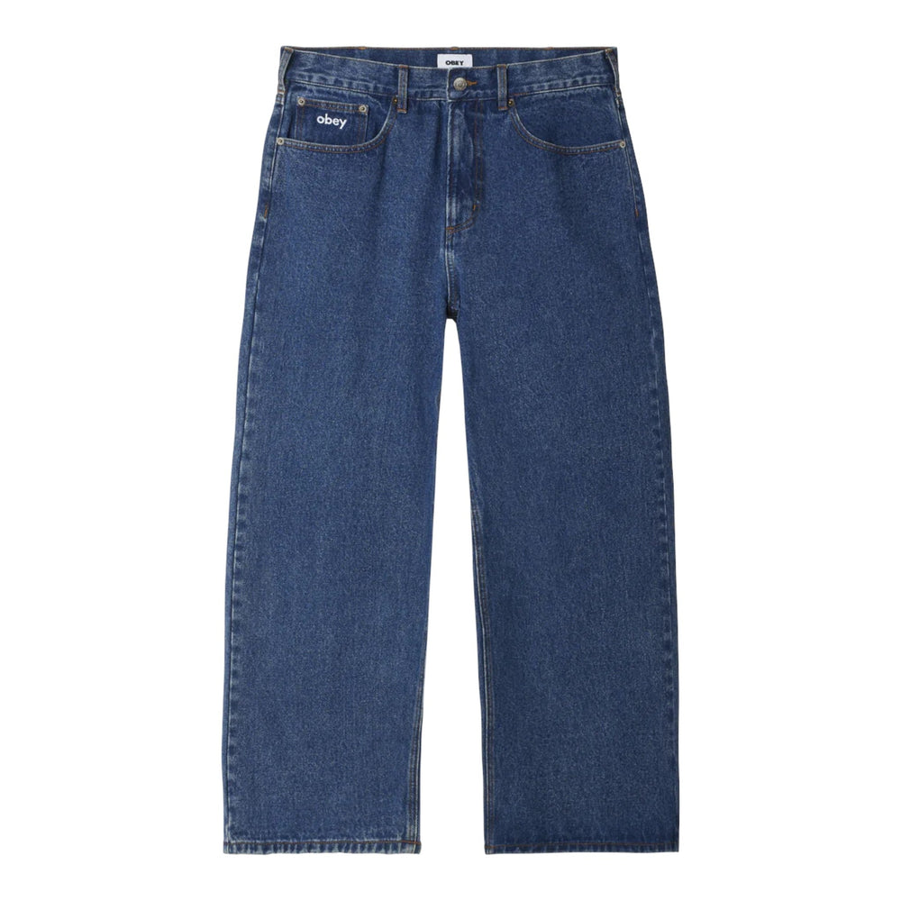 Jeans Obey Bigwig Baggy Denim - Stonewash Indigo - Jeans di Obey | Francis Concept