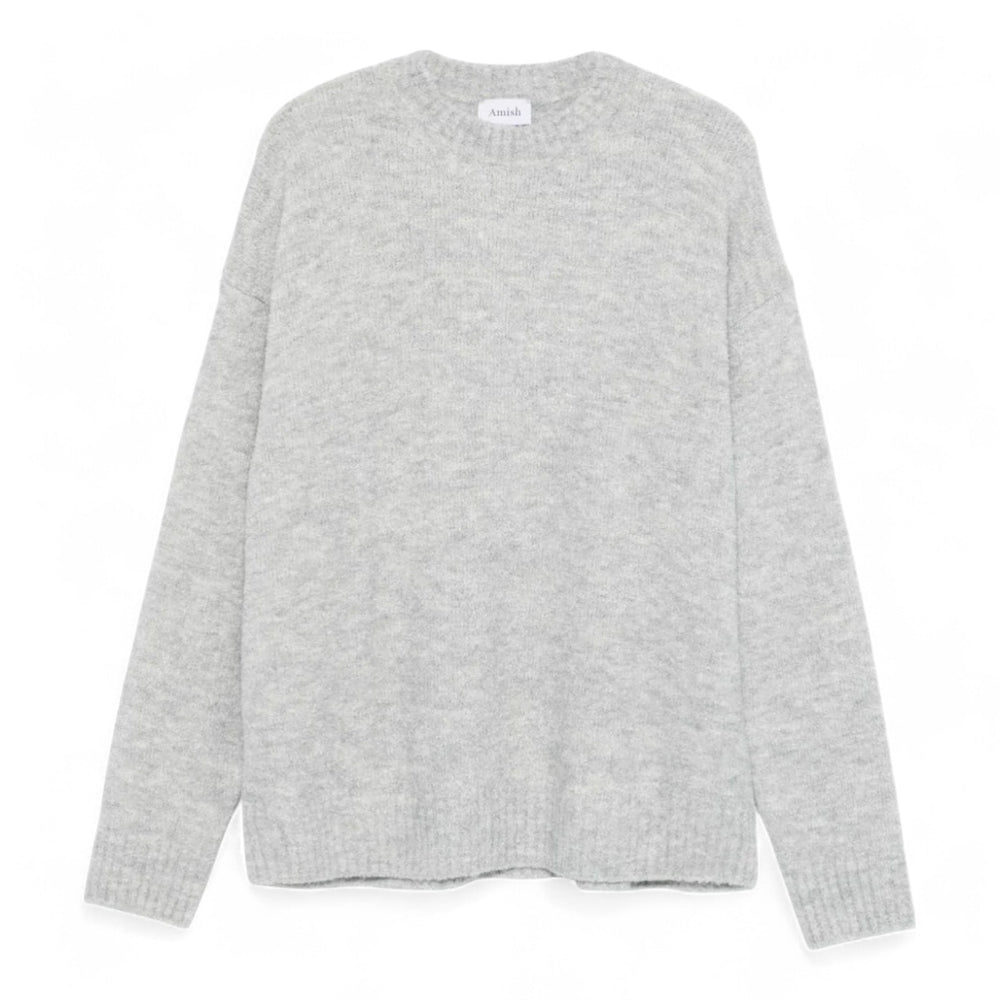 Maglione Uomo Amish Supplies Crew Over Bouclè - Grey Melange - Maglieria di Amish | Francis Concept