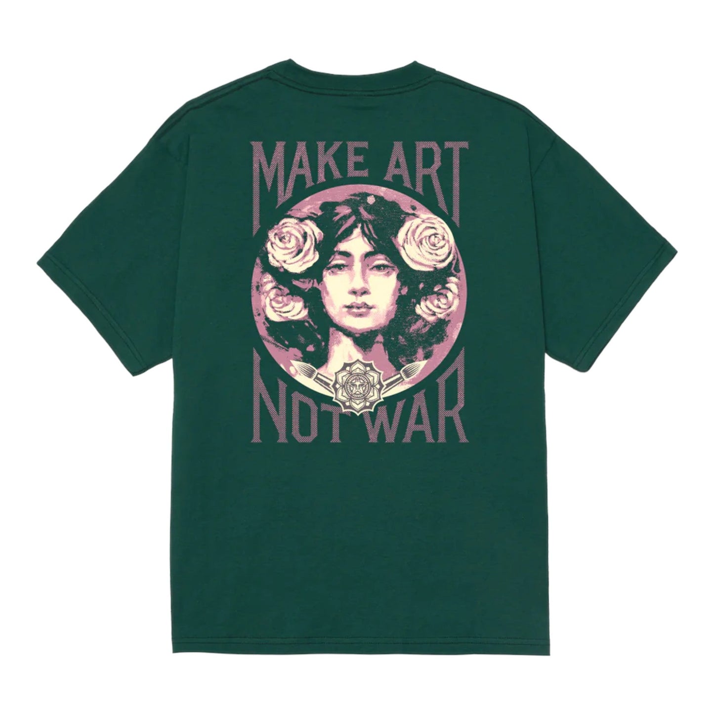 Obey T-Shirt Uomo Make Art Not War in Cotone – Verde Rain Forest - T-Shirt di Obey | Francis Concept