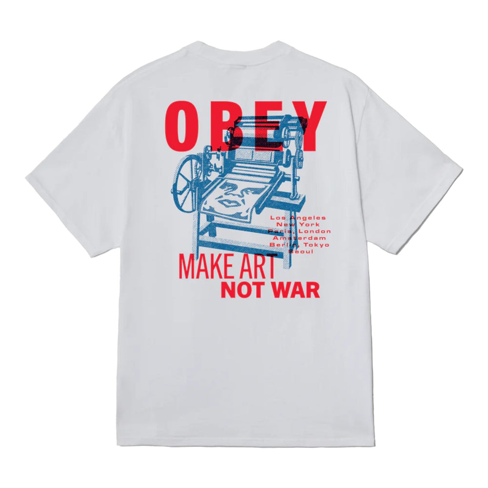 Obey T-Shirt Uomo Printing Press Make Art in Cotone – Bianco Classico - T-Shirt di Obey | Francis Concept