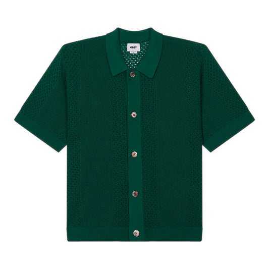 Polo Obey Evan Sweater Shirt - Forest Green - T-Shirt di Obey | Francis Concept