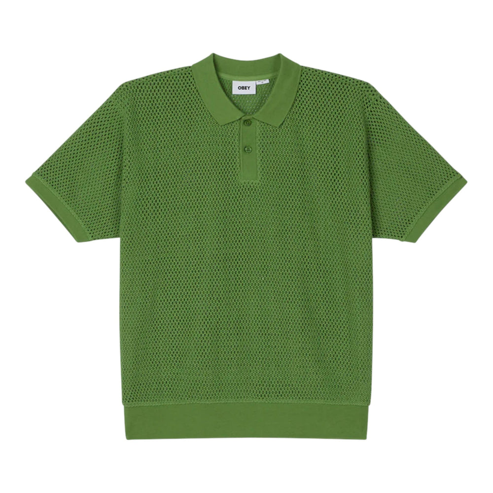 Polo Obey Saratoga Mesh Polo SS - Piquant Green - T-Shirt di Obey | Francis Concept