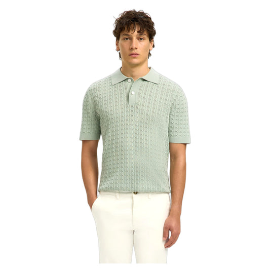 Polo Selected Homme Mattis SS Knit New Cable Polo - Turchese