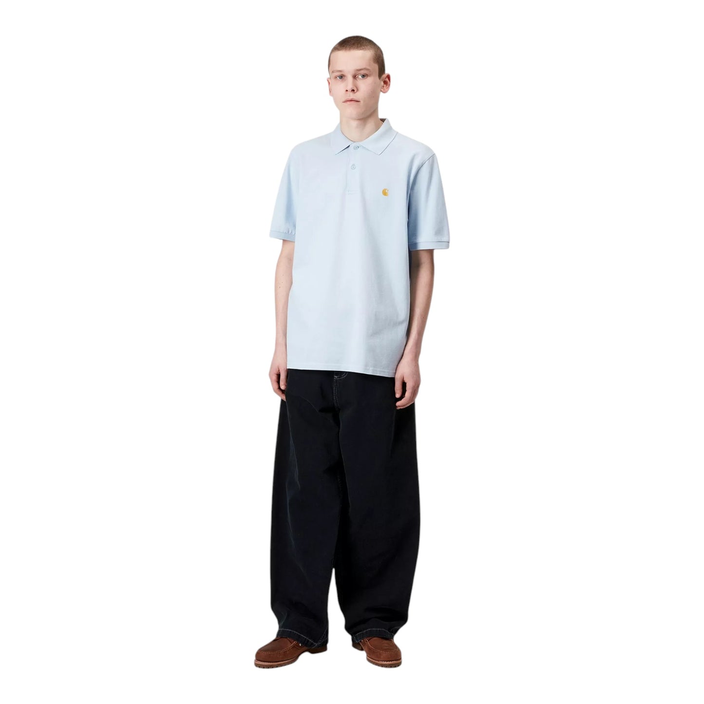 Carhartt Wip Chase Pique Polo - Air Sky / Gold Francis Concept