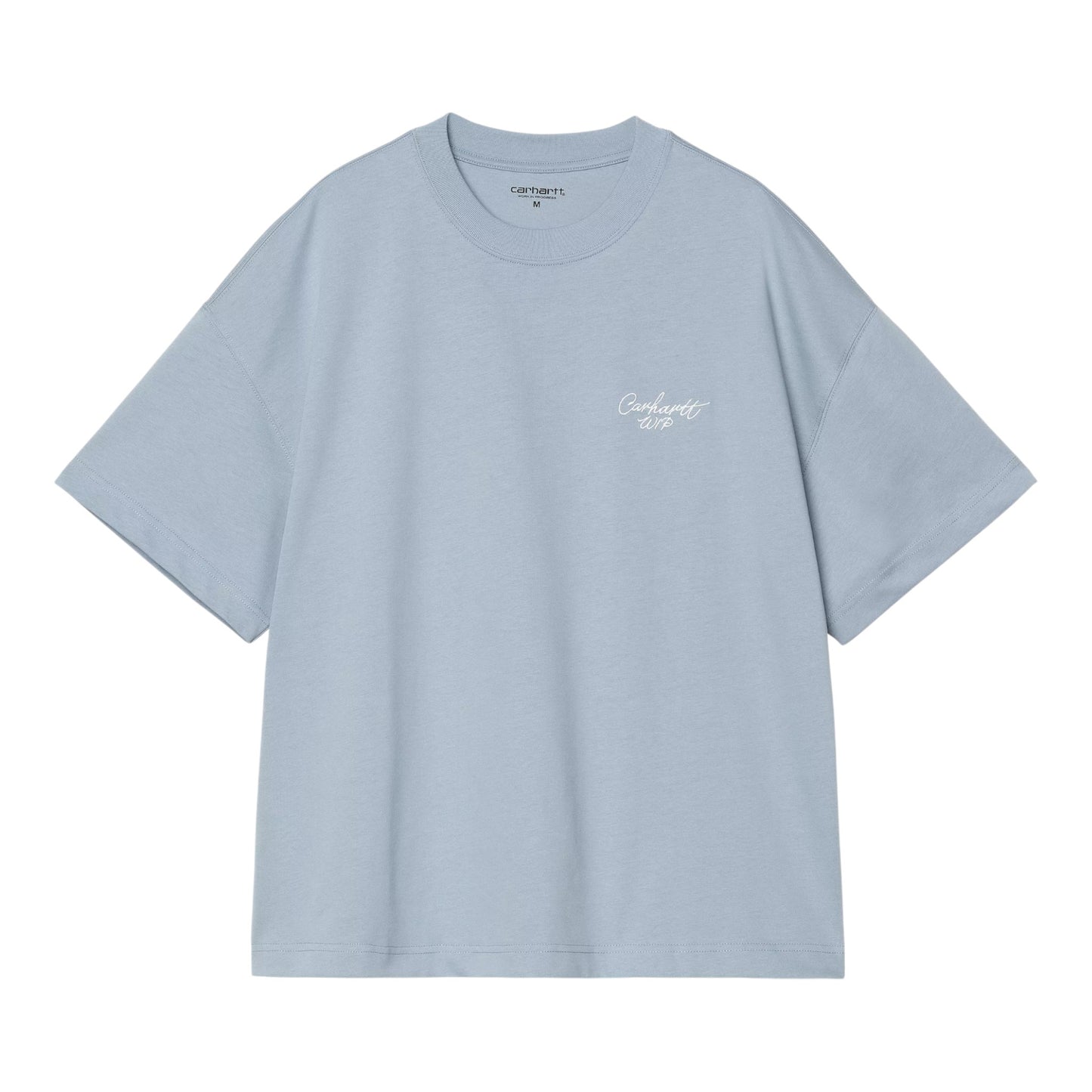 Carhartt Wip Signature Script T- Shirt - Frosted Blue / White