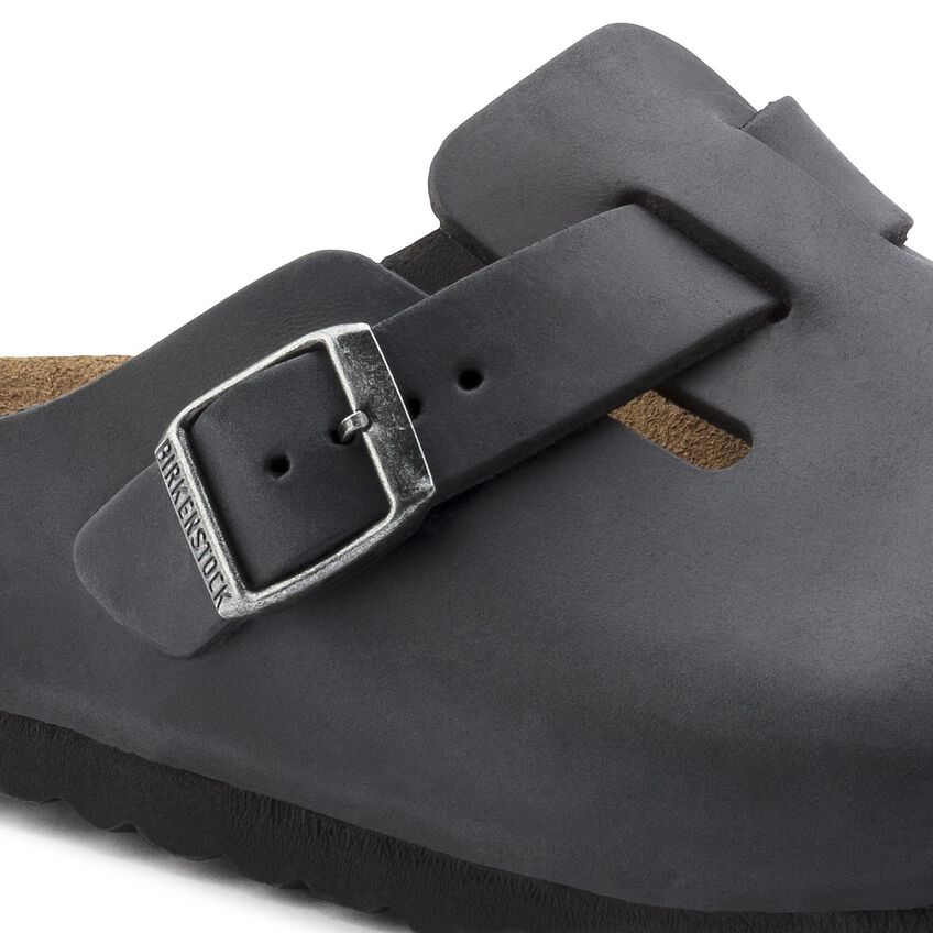 Sabot Unisex Birkenstock Boston - Black Leather - Scarpe di Birkenstock | Francis Concept