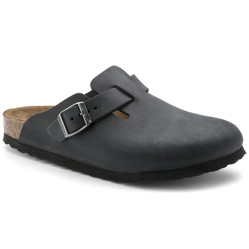 Sabot Unisex Birkenstock Boston - Black Leather - Scarpe di Birkenstock | Francis Concept