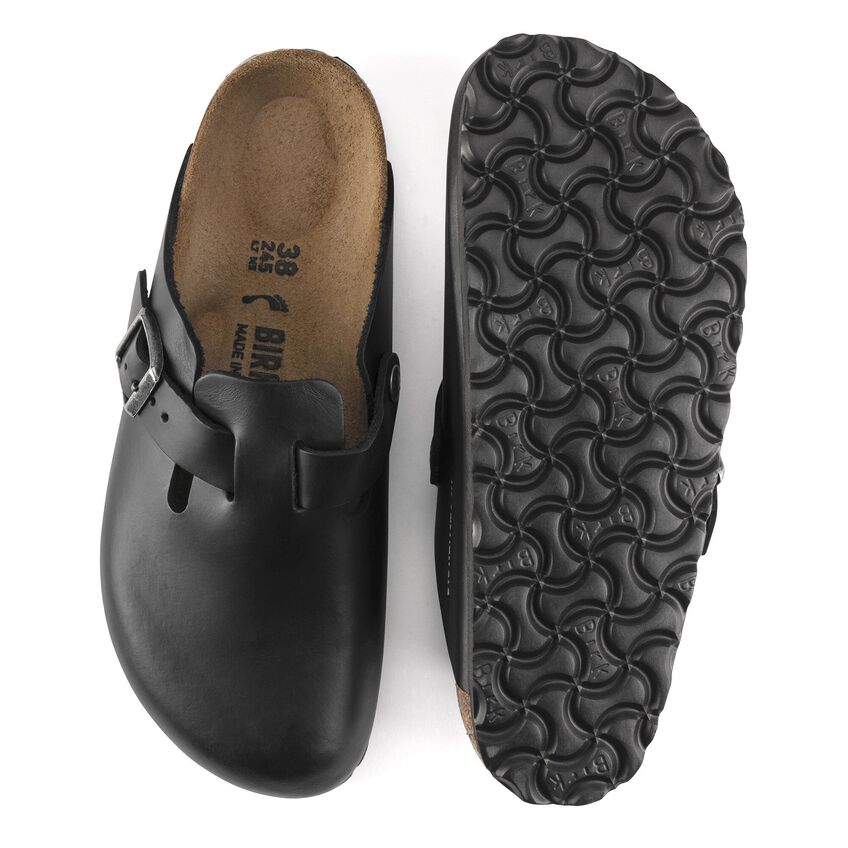 Sabot Unisex Birkenstock Boston - Black Leather - Scarpe di Birkenstock | Francis Concept
