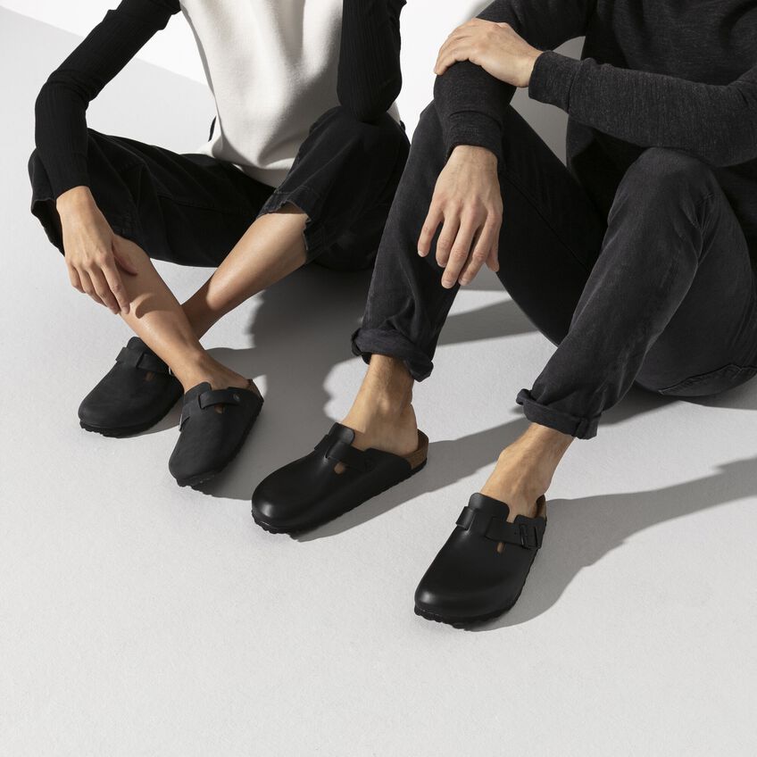 Sabot Unisex Birkenstock Boston - Black Leather - Scarpe di Birkenstock | Francis Concept