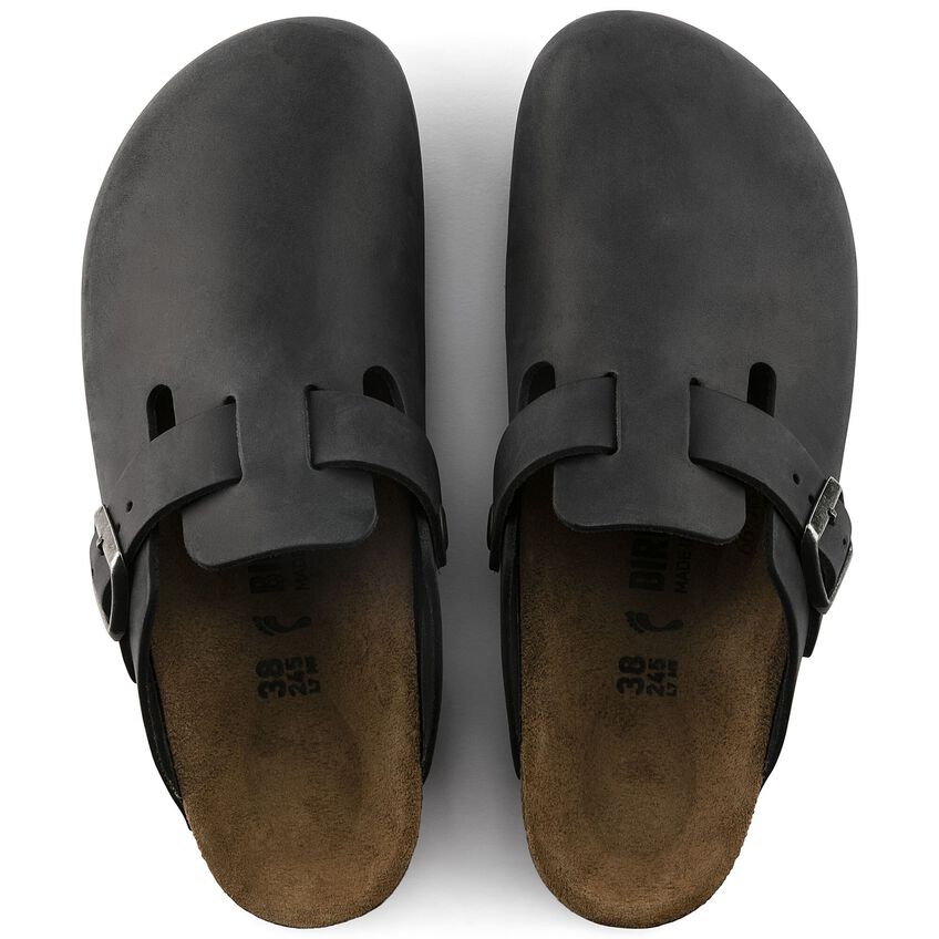 Sabot Unisex Birkenstock Boston - Black Leather - Scarpe di Birkenstock | Francis Concept