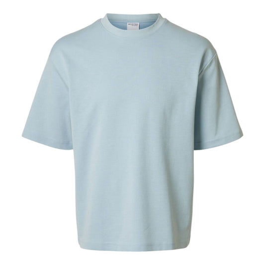 Selected Homme Loose Oscar O - Neck Tee - Winter Sky - T-Shirt di Selected Homme | Francis Concept