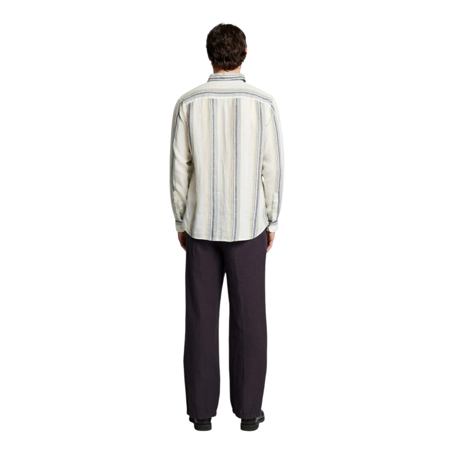 Selected Homme Reg Kylian Linen Ls Shirt - Egret/Multi Stripe - Camicie di Selected Homme | Francis Concept