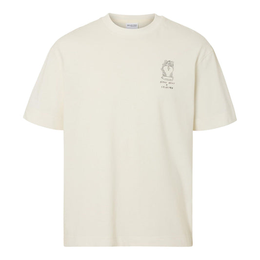 Selected Homme Relax Nic License O - Neck Tee - White - T-Shirt di Selected Homme | Francis Concept