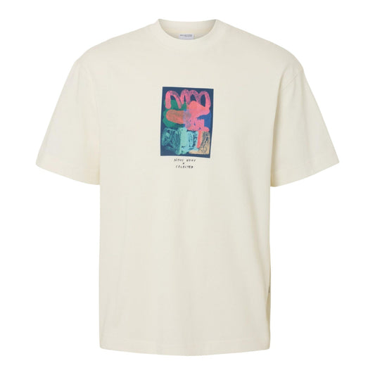 Selected Homme Relax Will License O - Neck Tee - White - T-Shirt di Selected Homme | Francis Concept