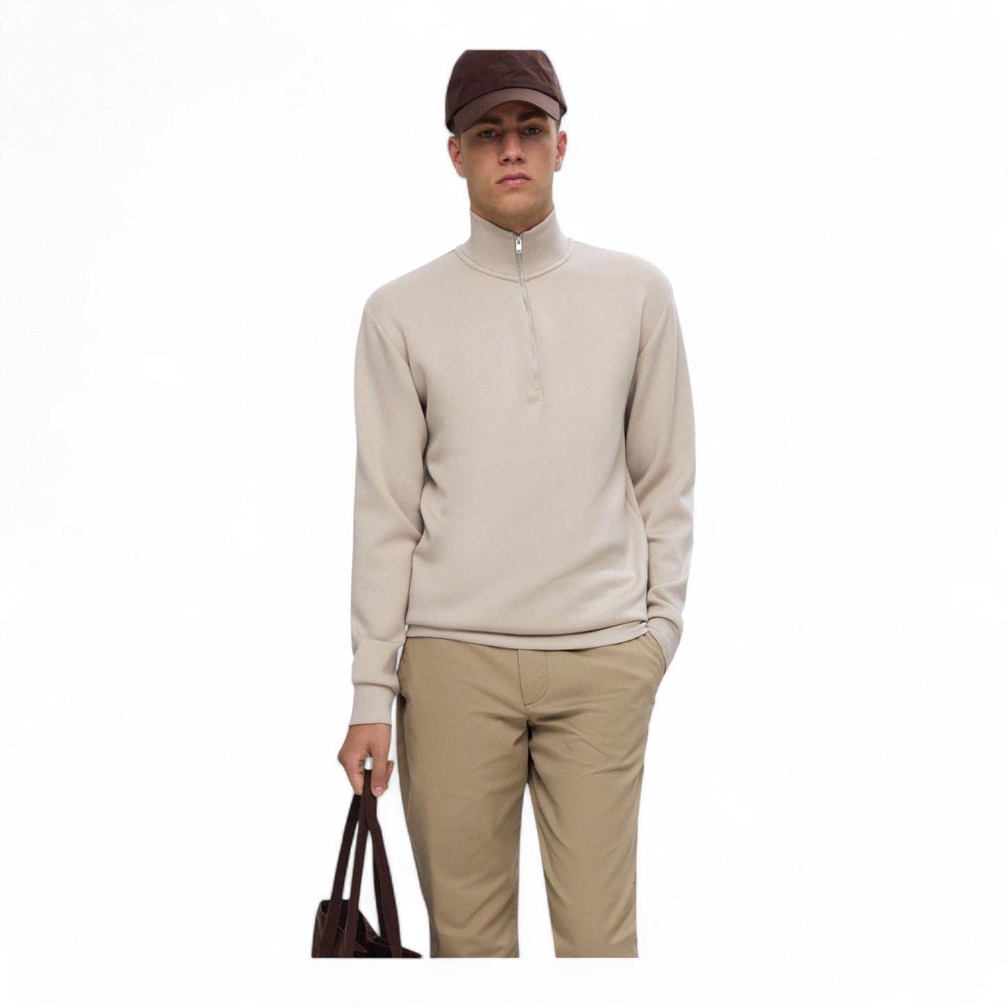 SELECTED HOMME SLHEMANUEL SOFT ZIP HIGH NECK SWEAT NOOS - Felpe di Selected Homme | Francis Concept