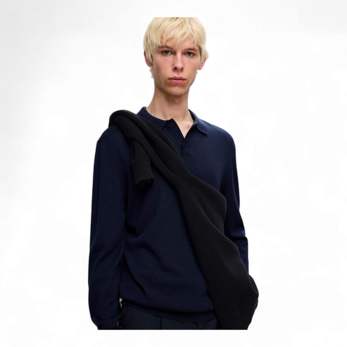 SELECTED HOMME SLHTRAY LS KNIT MERINO POLO NOOS - Maglieria di Selected Homme | Francis Concept