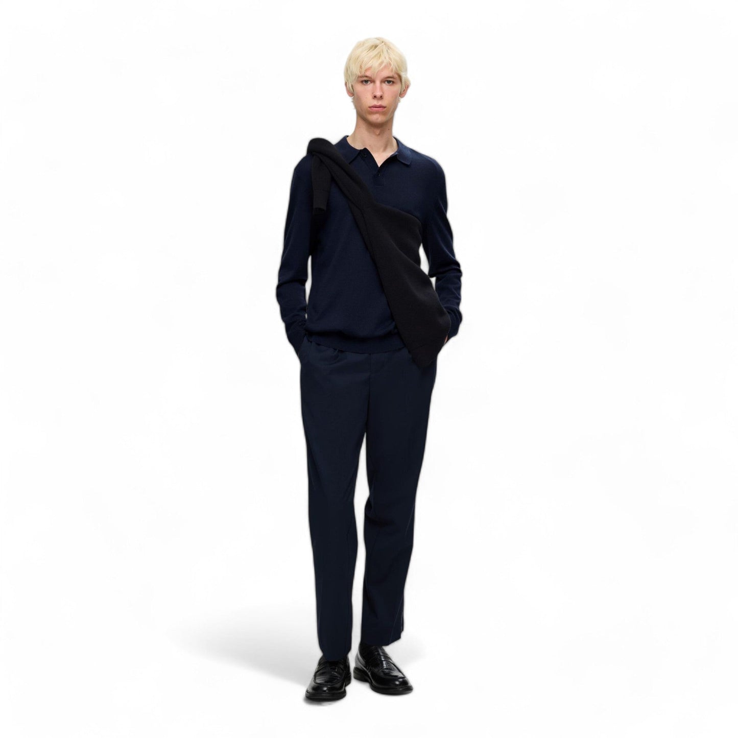 SELECTED HOMME SLHTRAY LS KNIT MERINO POLO NOOS - Maglieria di Selected Homme | Francis Concept