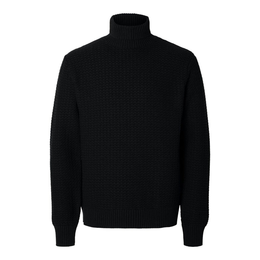 Selected Ls Knit Structure Roll Neck - Black - Maglieria di Selected | Francis Concept