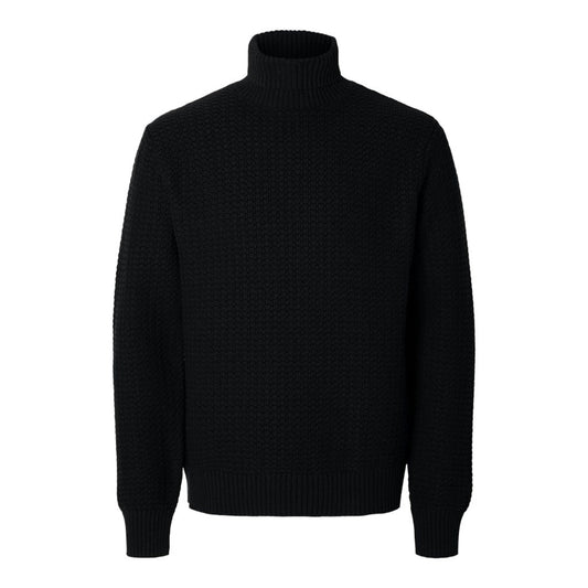 Selected Ls Knit Structure Roll Neck - Black - Maglieria di Selected | Francis Concept