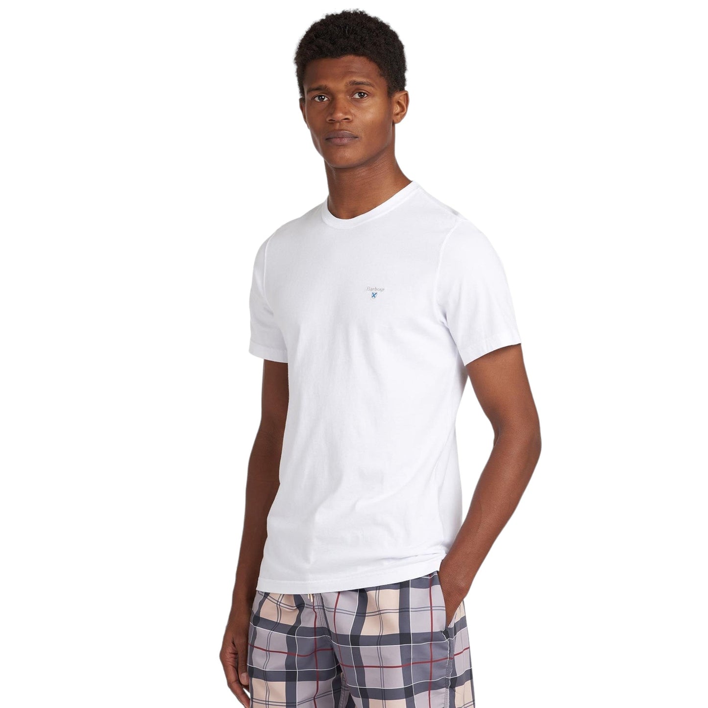 T-Shirt Barbour Tartan Sports Tee - White - T-Shirt di Barbour | Francis Concept