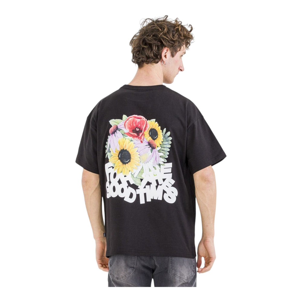 T-Shirt Dr Denim Trooper Tee - Black Flower Times - T-Shirt di Dr.Denim | Francis Concept