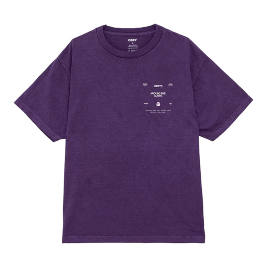 T-Shirt Obey Around The Globe Tee - Pigment Imperial Purple - T-Shirt di Obey | Francis Concept