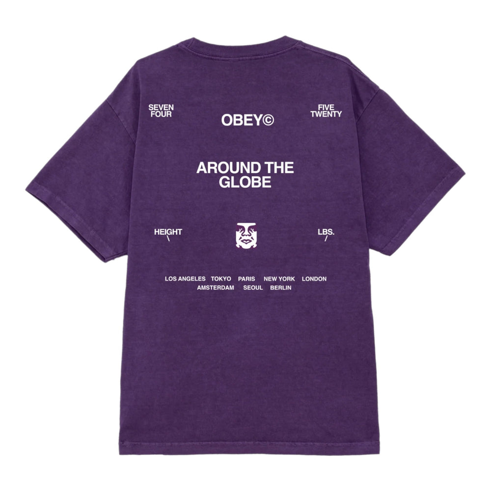 T-Shirt Obey Around The Globe Tee - Pigment Imperial Purple - T-Shirt di Obey | Francis Concept