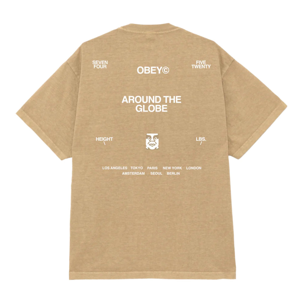 T-Shirt Obey Around The Globe Tee - Pigment Light Khaki - T-Shirt di Obey | Francis Concept