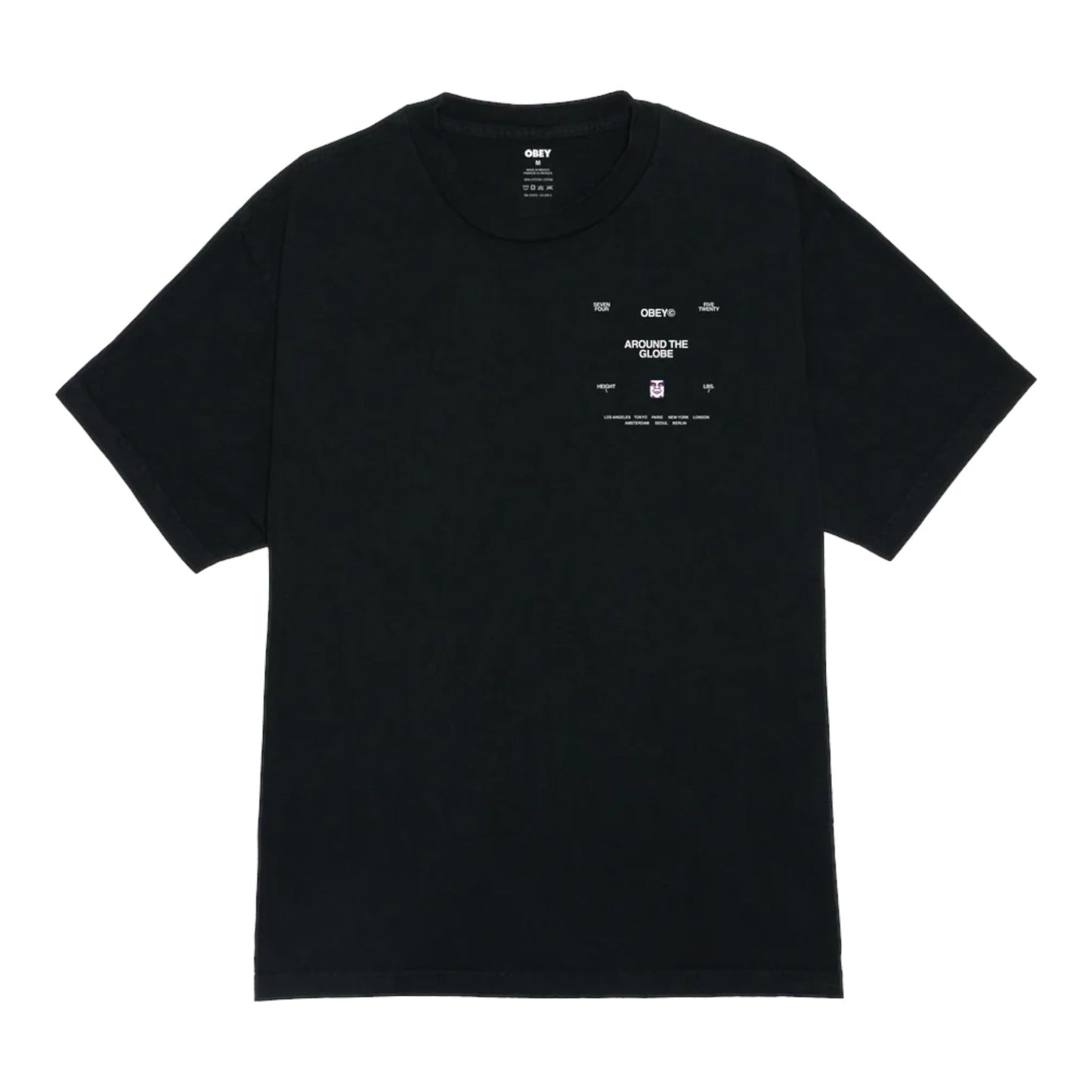 T-Shirt Obey Around The Globe Tee - Pigment True Vintage Black - T-Shirt di Obey | Francis Concept